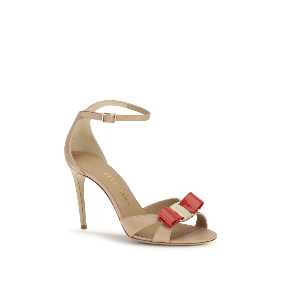 Ferragamo Vara Bow Leather Heel Sandals