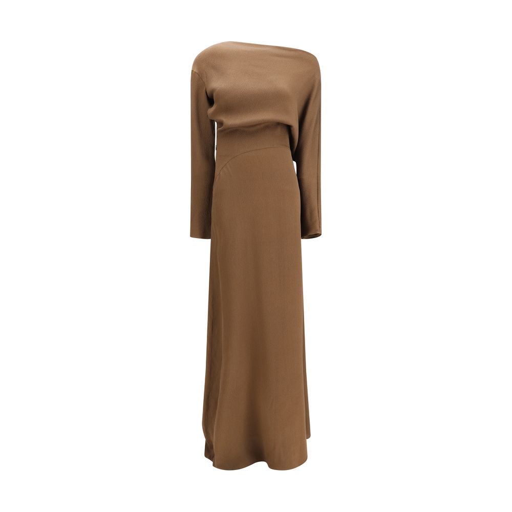 Petar Petrov Asymmetrical Maxi Silk Dress - Brown