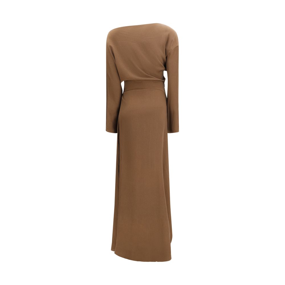 Petar Petrov Asymmetrical Maxi Silk Dress - Brown