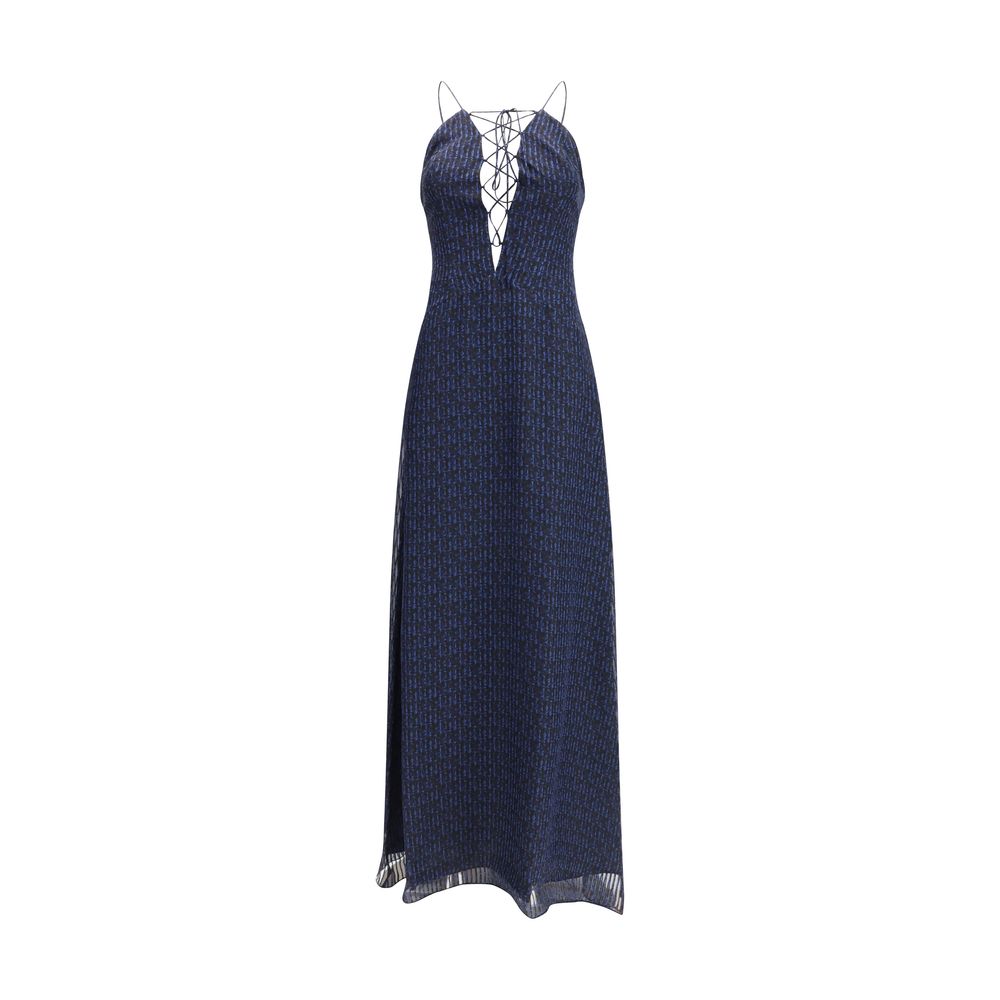 Kristina Ti Charlene Amnesia Geometric Silk Maxi Dress - Blue