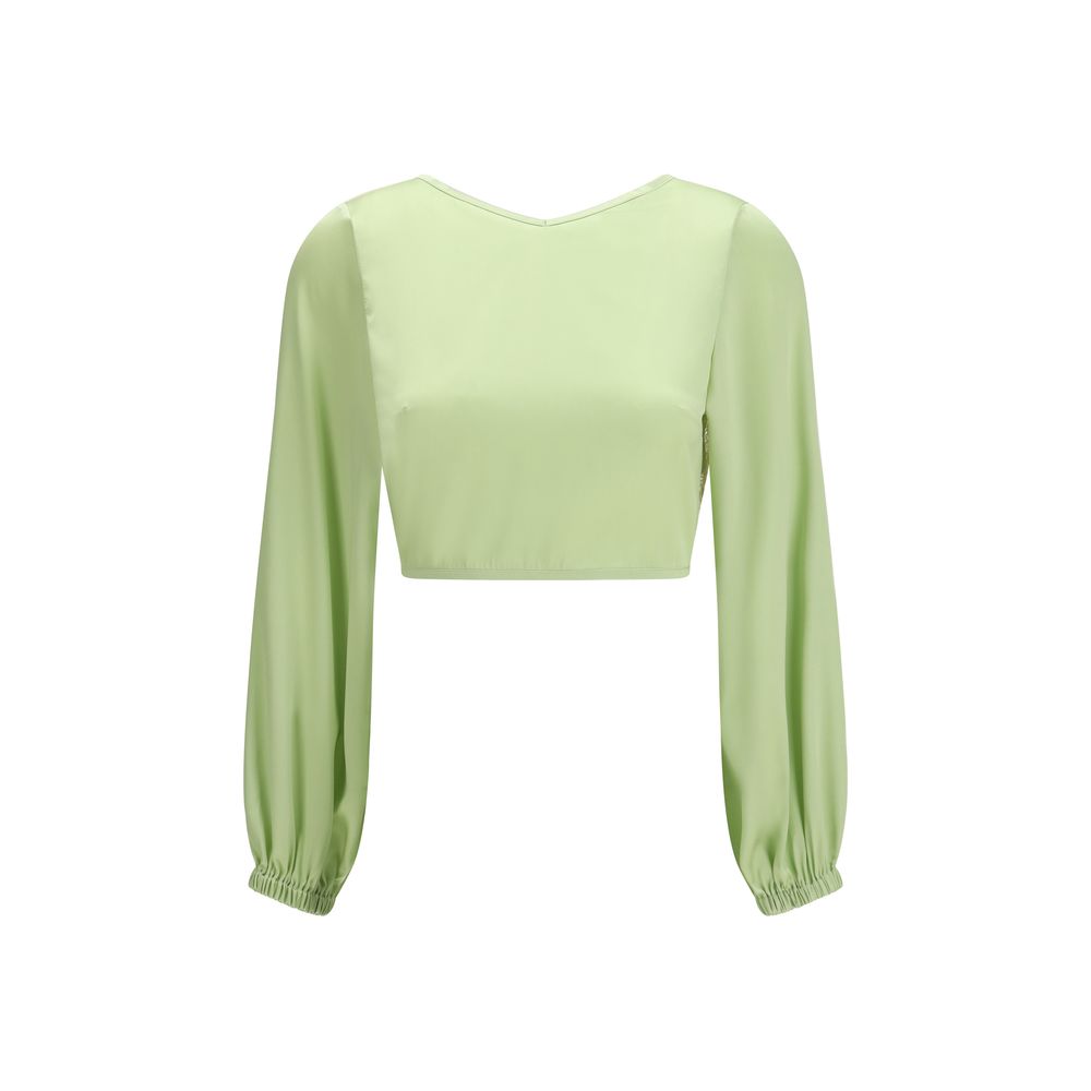 Kristina Ti Floral Lace Silk Crop Blouse