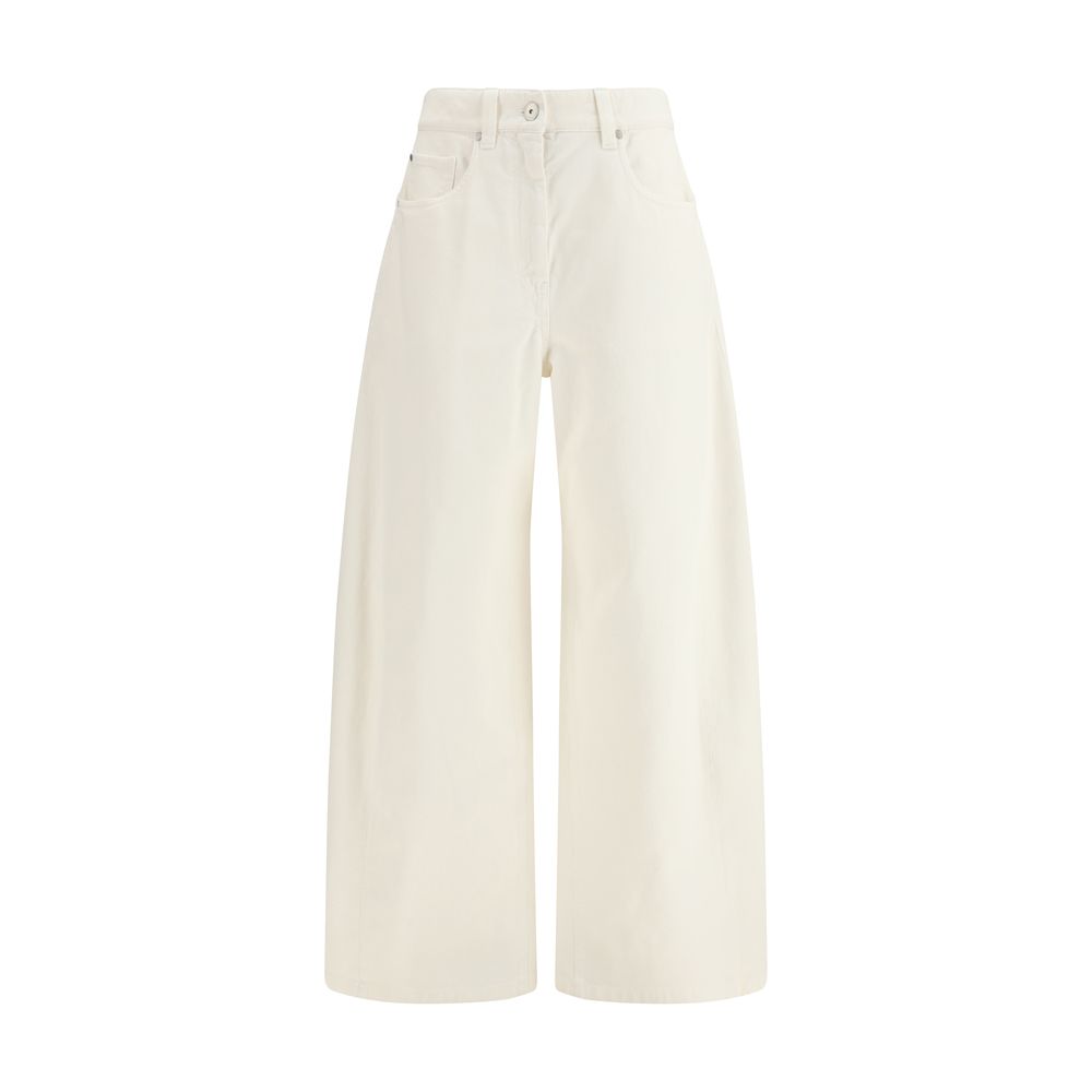 Brunello Cucinelli Chalk Wide Leg Pants