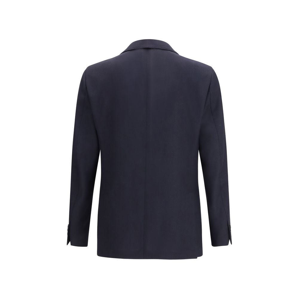 Lardini Roma Blue Fleece Wool Single-Breasted Blazer