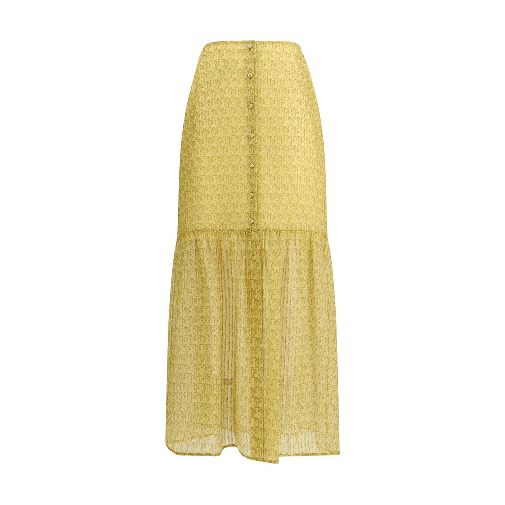 Kristina Ti Leonine Amnesia Silk Maxi Long Skirt - Yellow