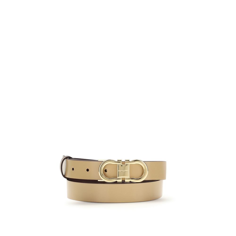 Ferragamo Gancini Reversible Beige Leather Belt