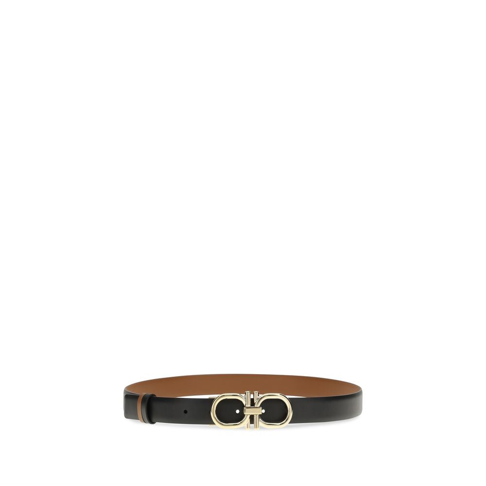 Ferragamo Gancini Black Leather Belt