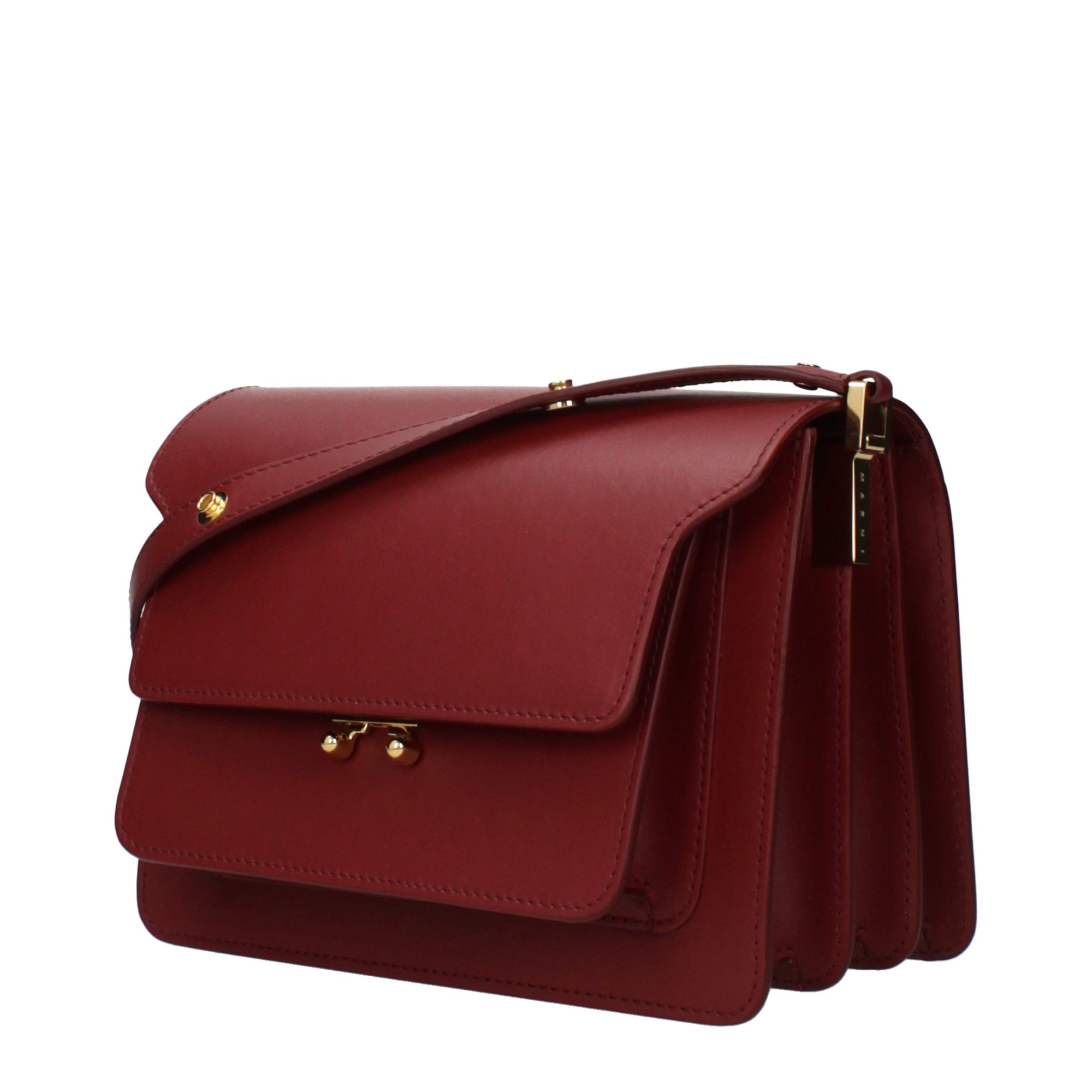 Marni Leather Messenger Shoulder Bag - Red