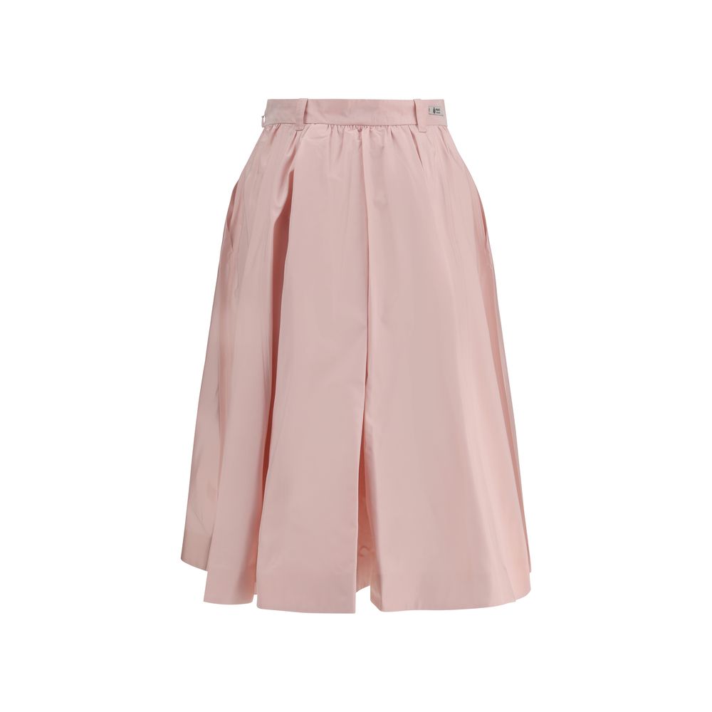 Prada A-Line Silk Midi Skirt - Pink