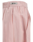 Prada A-Line Silk Midi Skirt - Pink