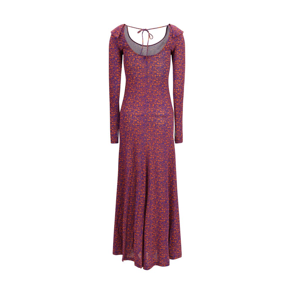 Kristina Ti Ditsy Floral Ruffle Neckline Winter Maxi Dress