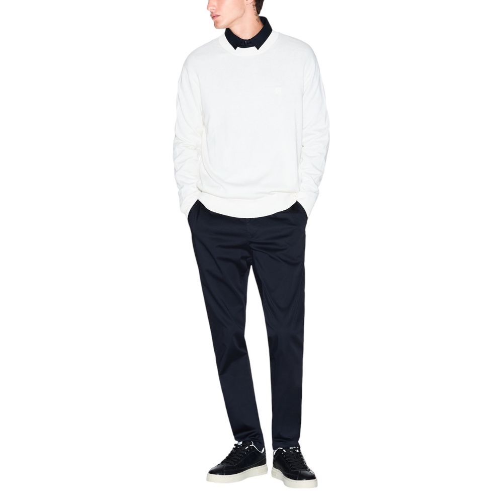 Armani Exchange White Crewneck Sweater