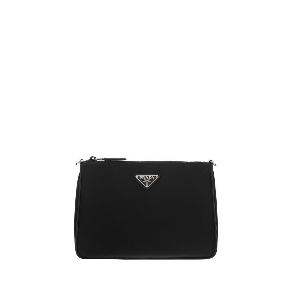 Prada Leather &amp; Re-Nylon Crossbody Bag - Black
