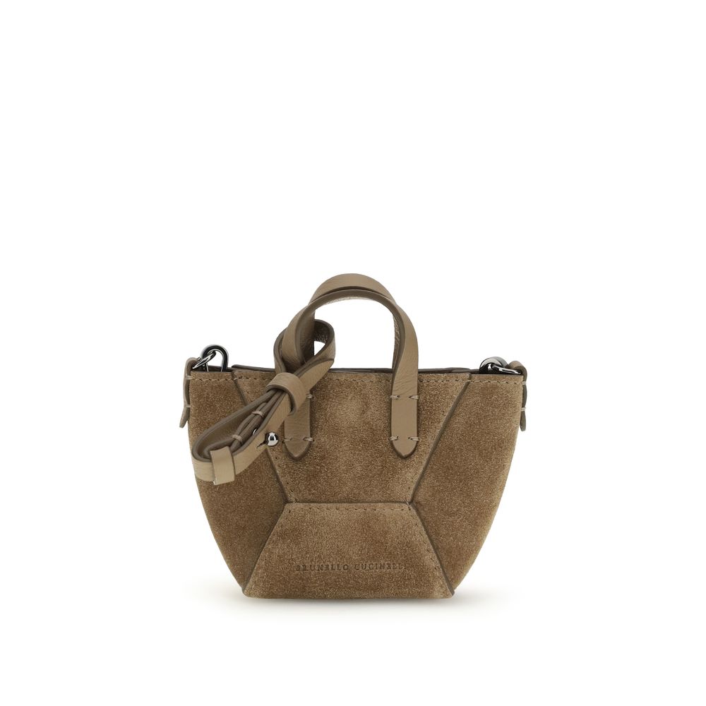 Brunello Cucinelli Brown Leather Tote & Shoulder Bag