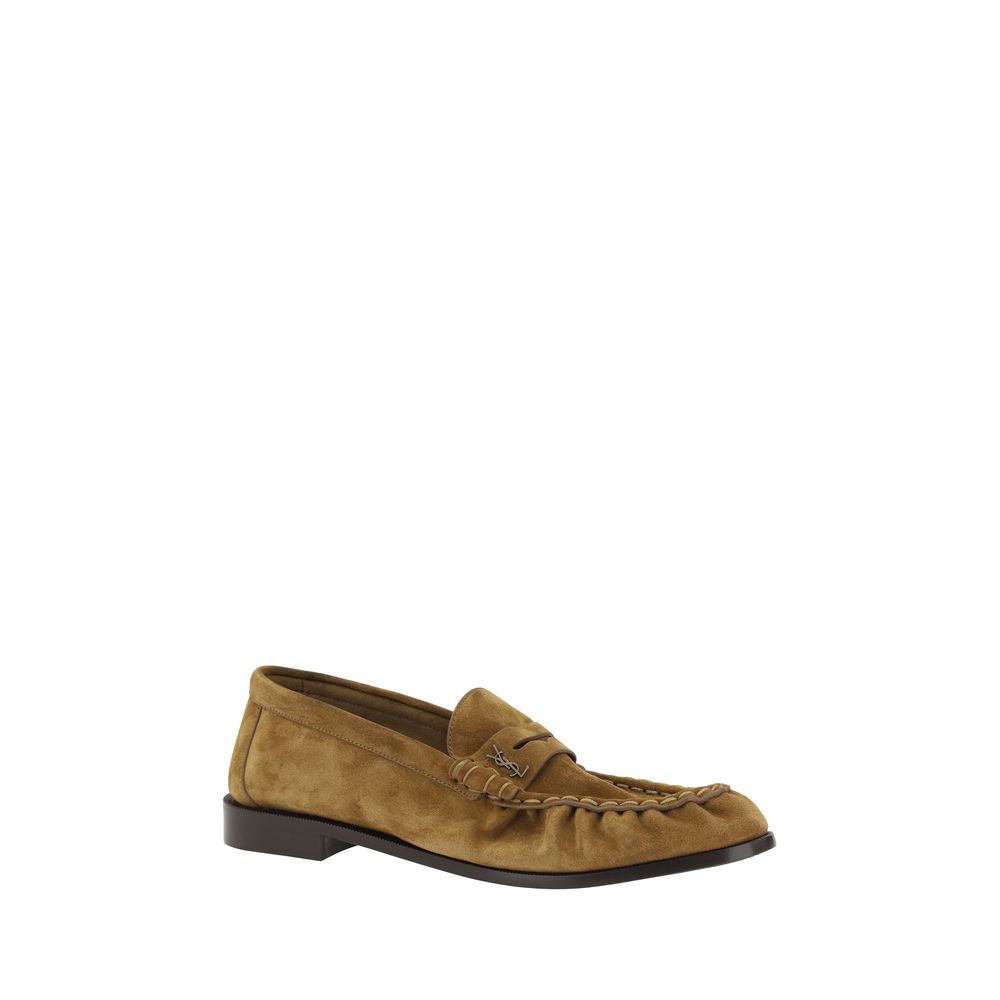 Saint Laurent Suede Leather Loafers - Brown