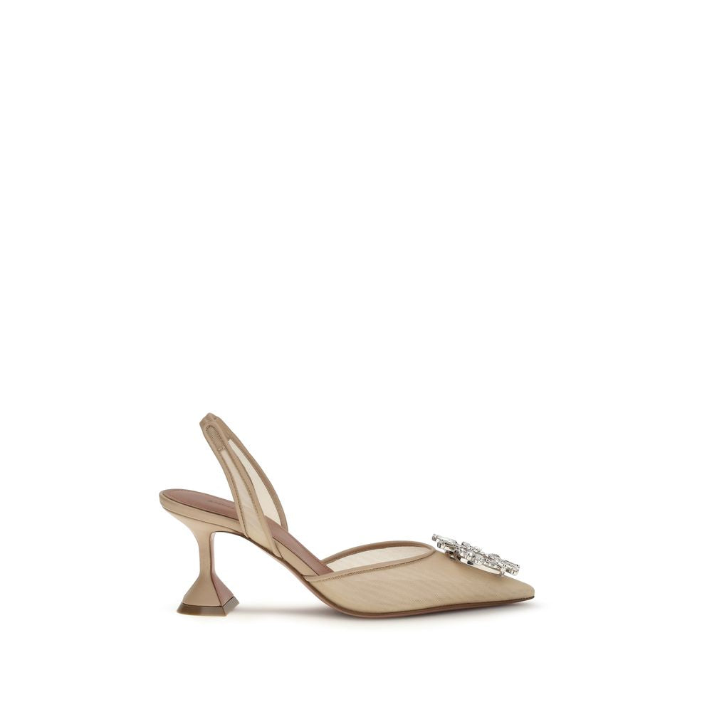 Amina Muaddi Begum Slingback Heels - Beige