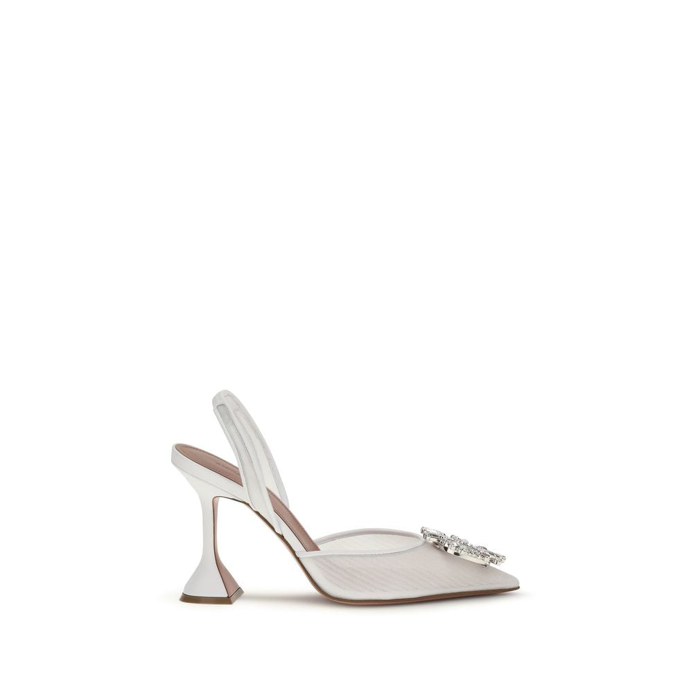 Amina Muaddi Begum Slingback Heels - White