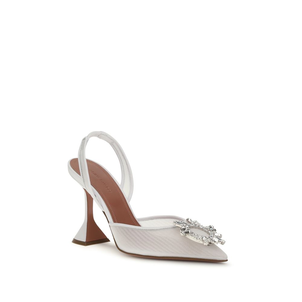 Amina Muaddi Begum Slingback Heels - White