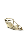 Prada Leather Wedge Sandals - Gold
