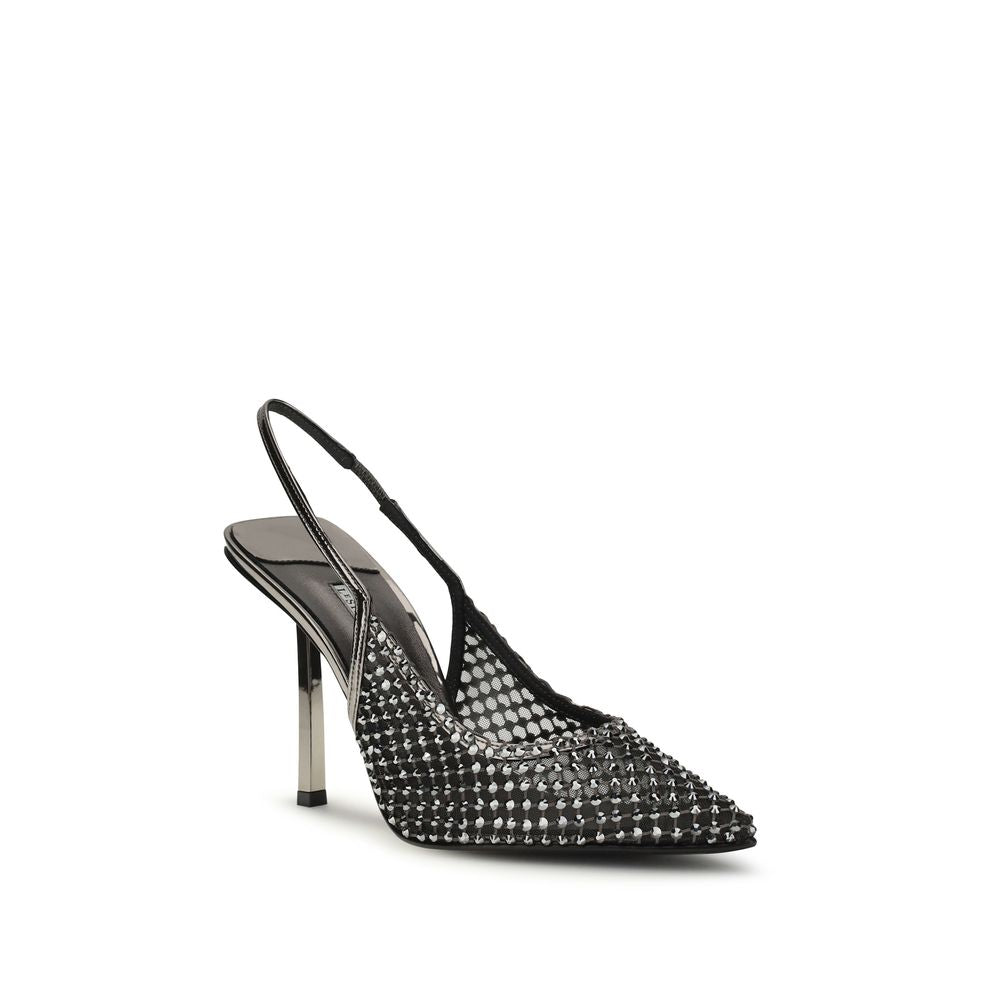 LE SILLA Gilda Crystal Embellished Stiletto Heel Slingback Pumps - Black