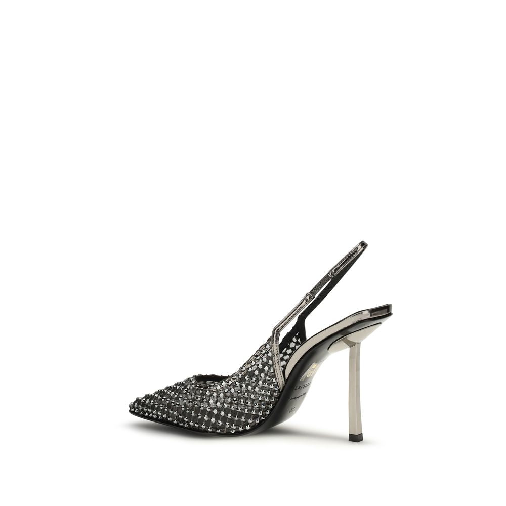 LE SILLA Gilda Crystal Embellished Stiletto Heel Slingback Pumps - Black
