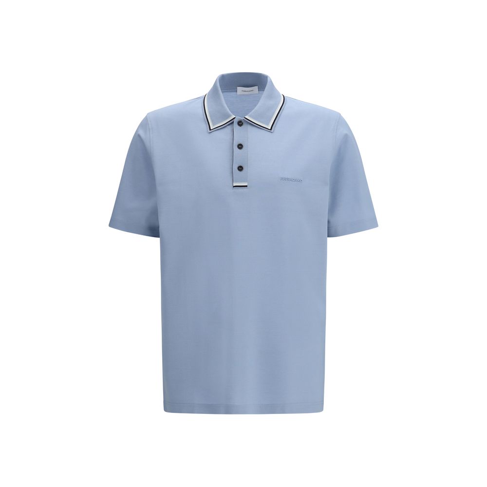 Ferragamo Cotton Polo Shirt - Light Blue