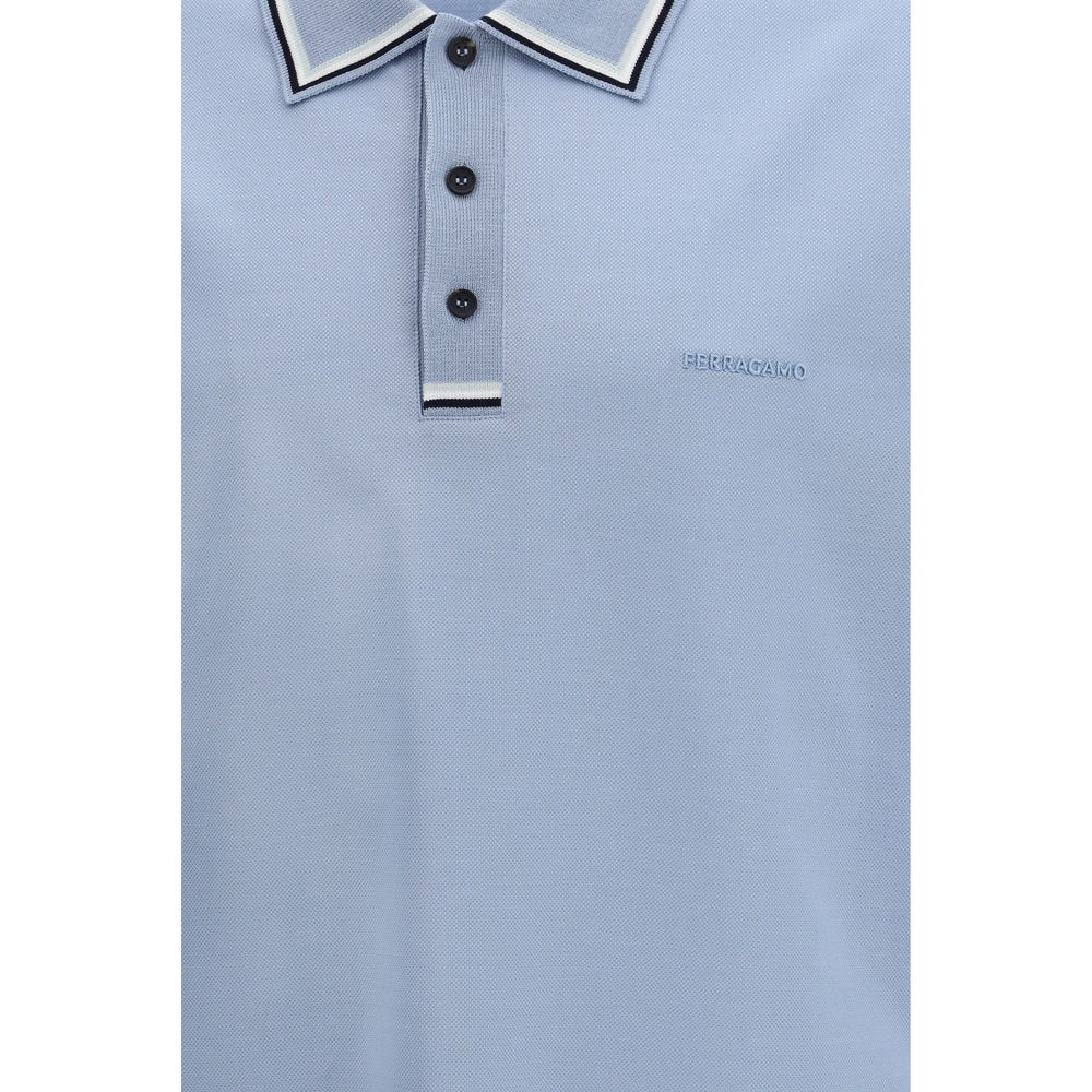 Ferragamo Cotton Polo Shirt - Light Blue