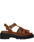 Prada Brown Leather Gladiator Platform Sandals