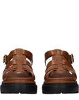 Prada Brown Leather Gladiator Platform Sandals