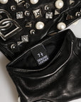 Dolce & Gabbana Pearl & Crystal Embellished Fingerless Gloves - Black
