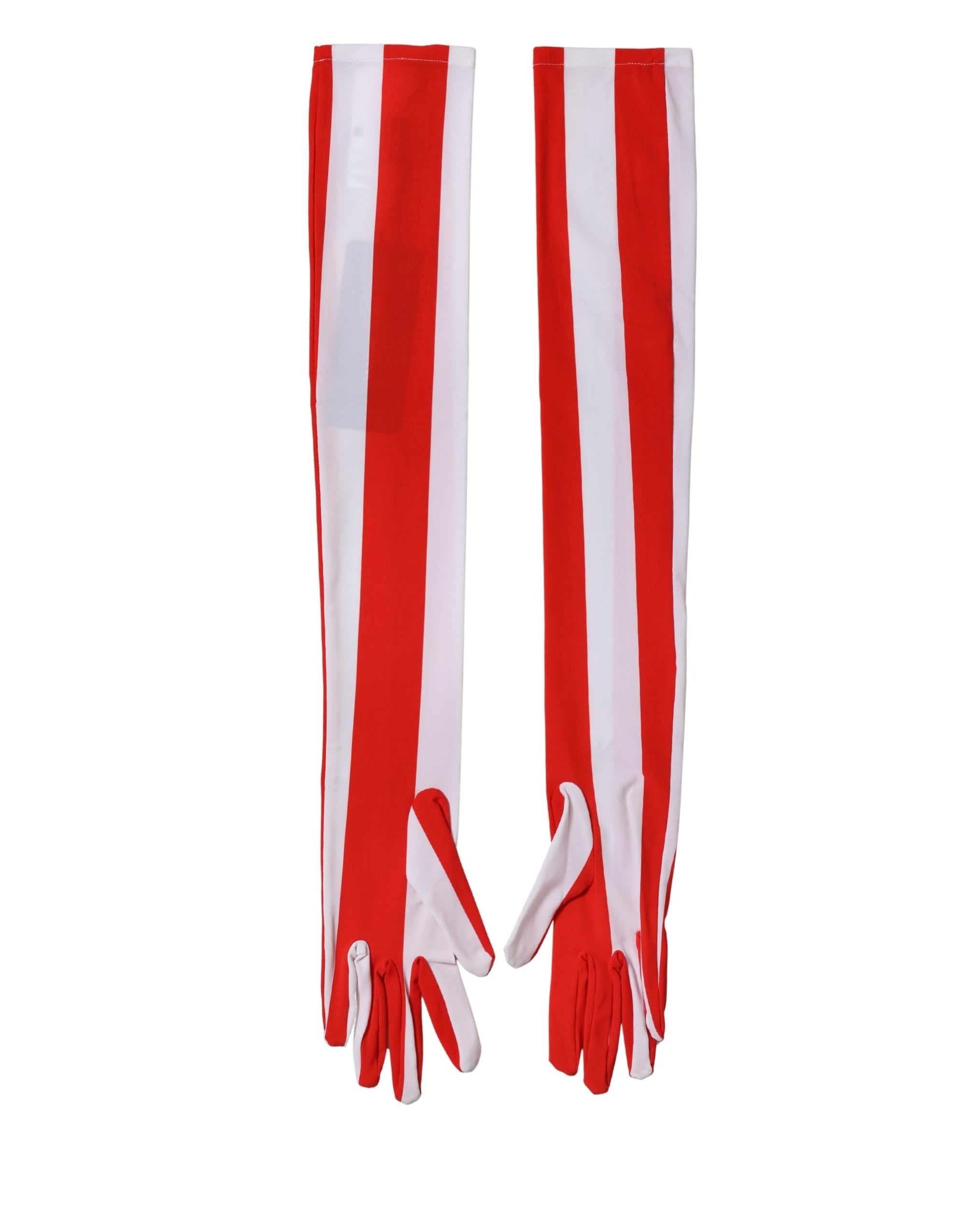 Dolce & Gabbana Striped Elbow Length Gloves - Red & White