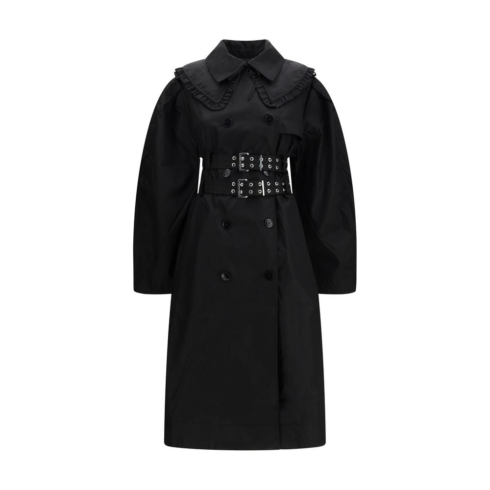 Ganni Double-Breasted Vintage Collar Coat - Black