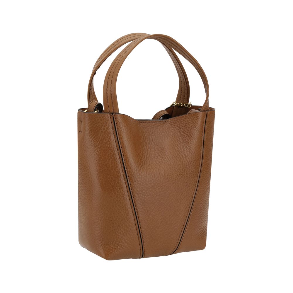 Chloé Small Spin Tote &amp; Shoulder Bag In Grained Leather - Tan Brown