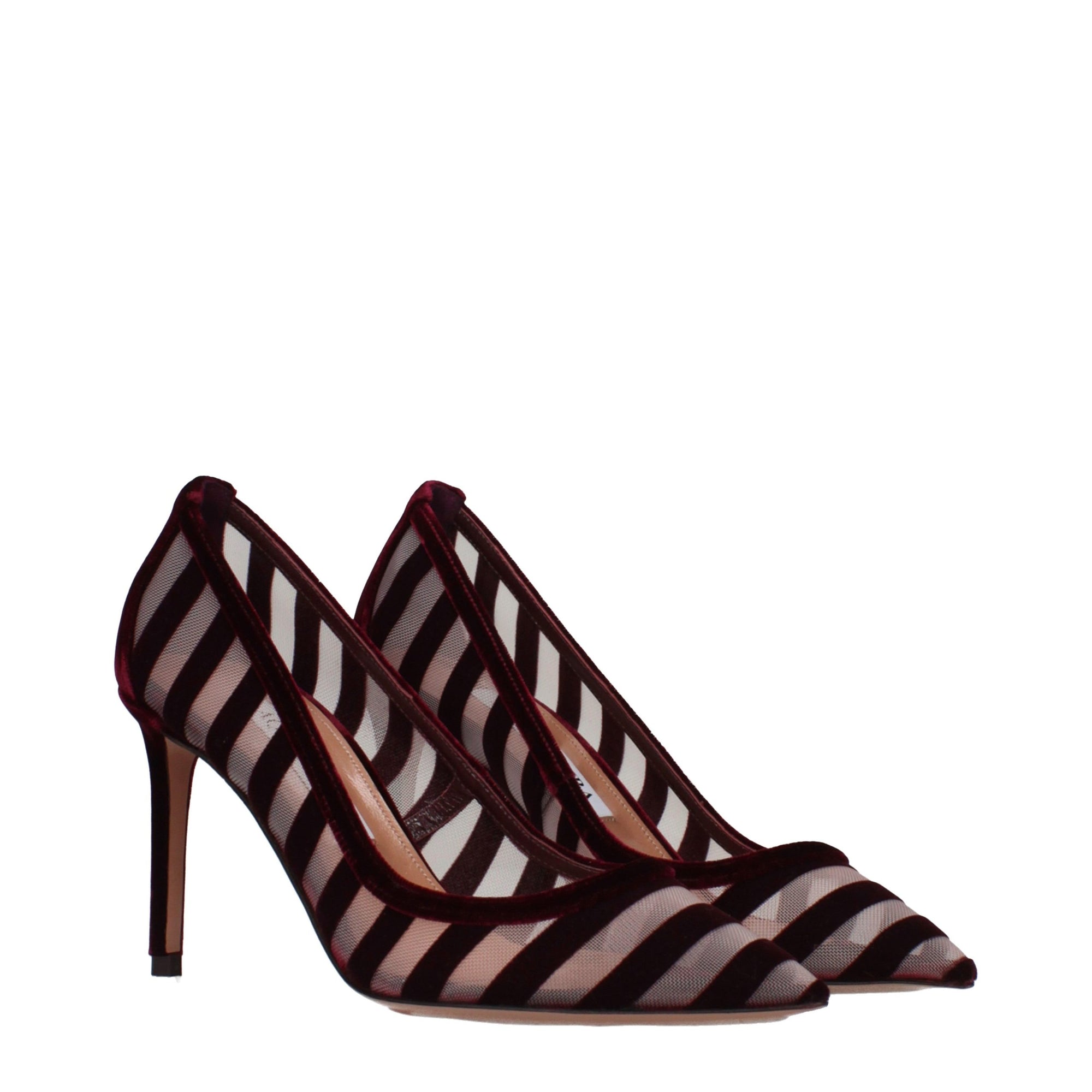 Aquazzura Sheer & Velvet High Heel Pumps - Bordeaux