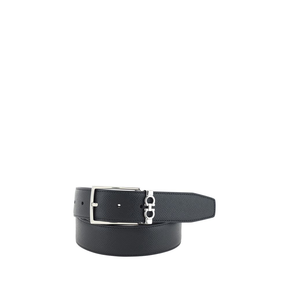 Ferragamo Leather Belt With Square Gancini Buckle
