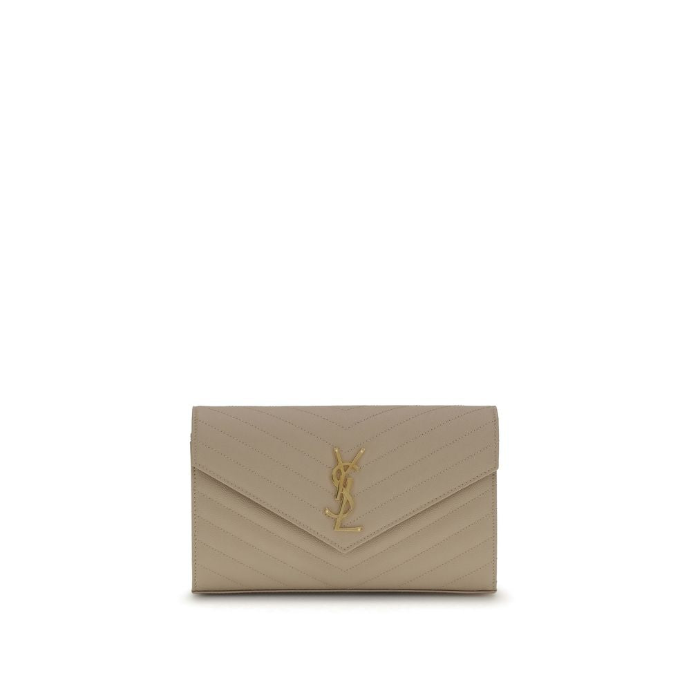 Saint Laurent Classic Cassandre Chain Wallet - Beige 