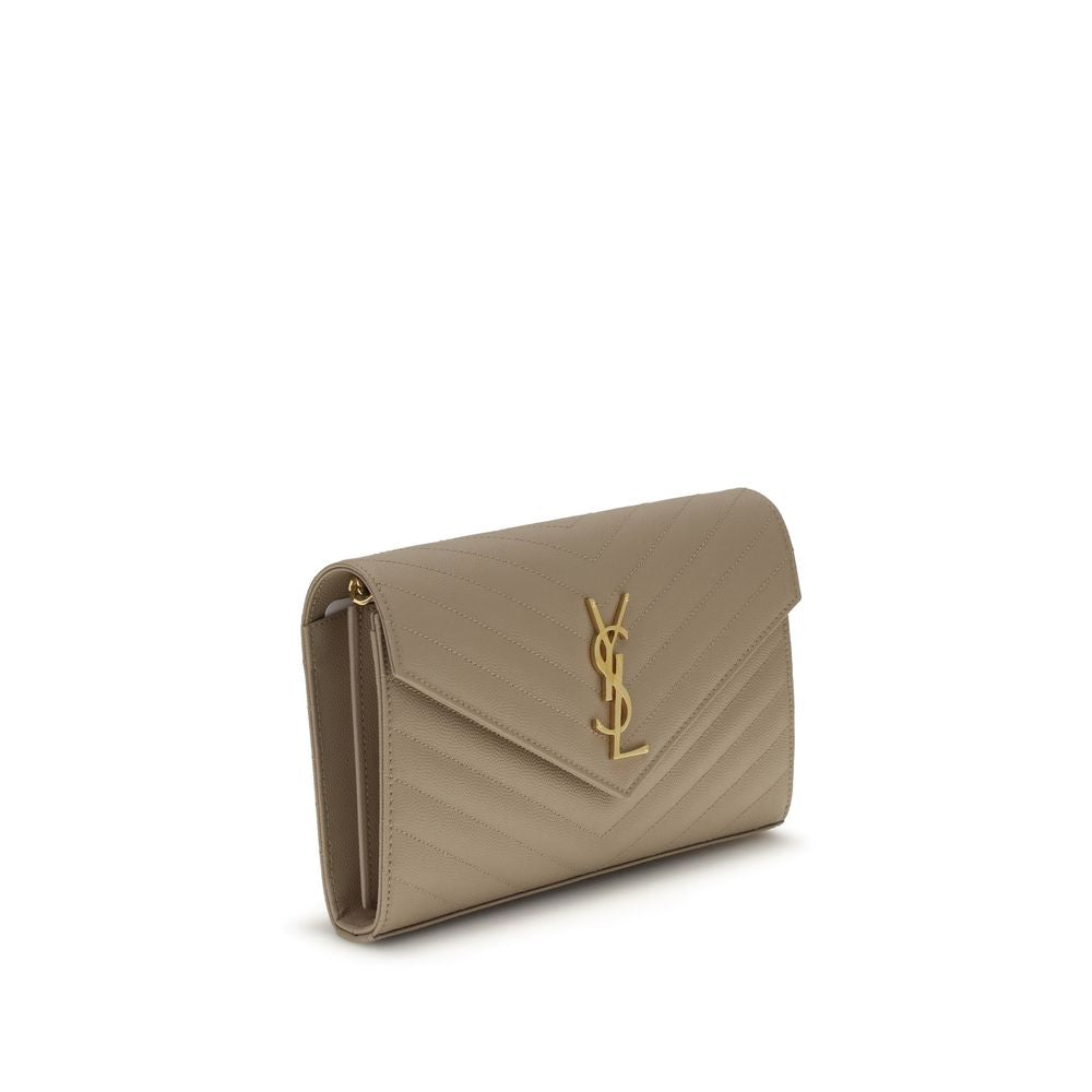 Saint Laurent Classic Cassandre Chain Wallet - Beige 