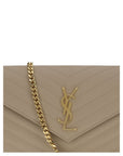 Saint Laurent Classic Cassandre Clutch With Chain Strap - Beige