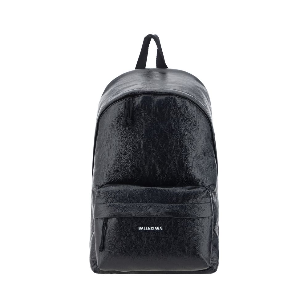 Balenciaga Explorer Leather Backpack - Black