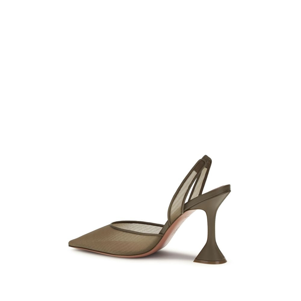 Amina Muaddi Holli Slingback Heels - Musk
