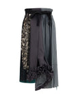 Prada Patchwork Lace & Silk Midi Skirt