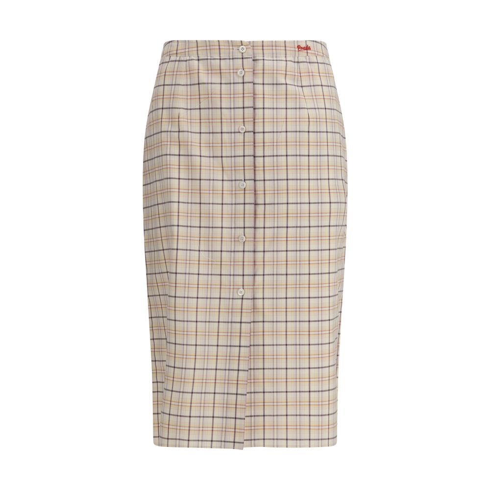 Prada Checkered Cotton Midi Pencil Skirt