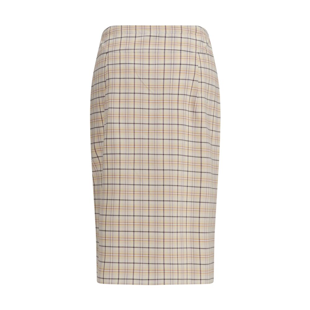 Prada Checkered Cotton Midi Pencil Skirt