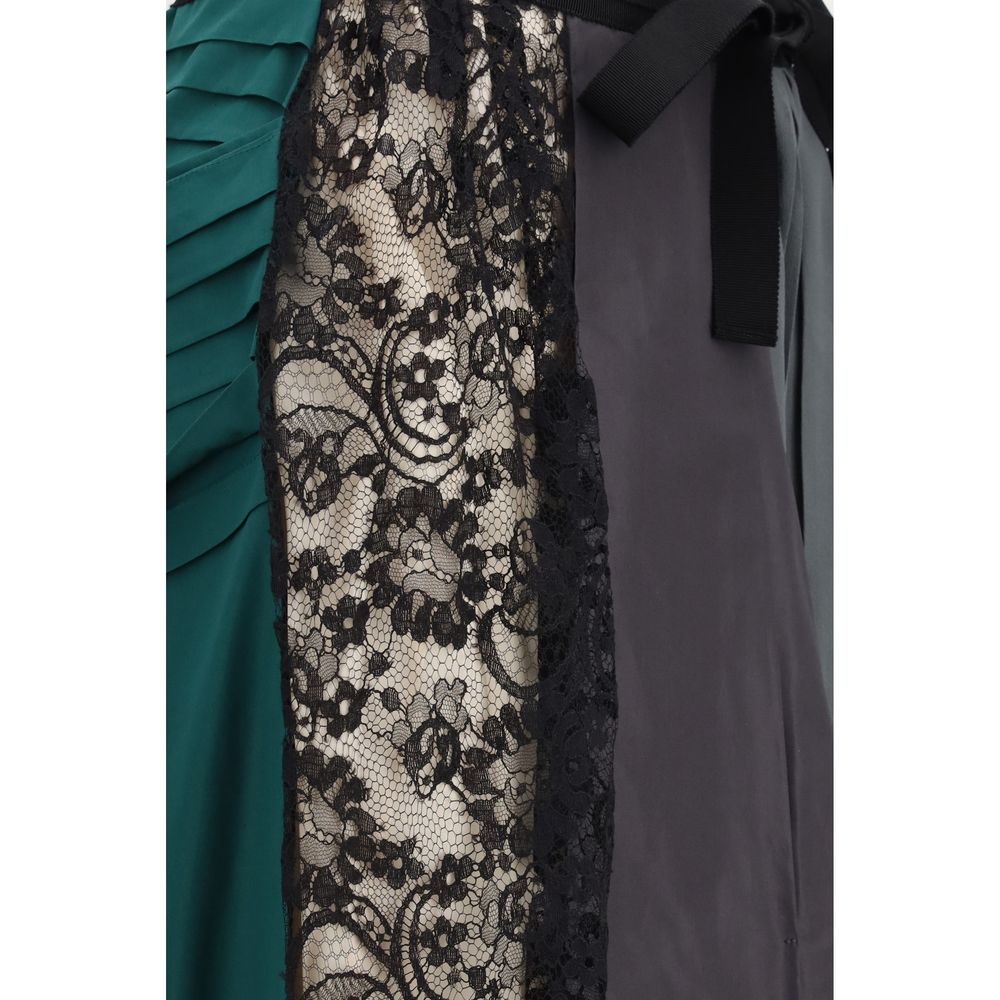 Prada Patchwork Ruffle, Lace &amp; Silk Midi Skirt