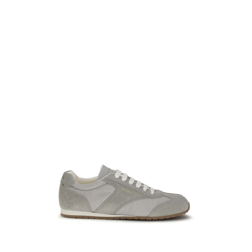 Prada Suede Leather Low Top Sneakers - Gray/Grey