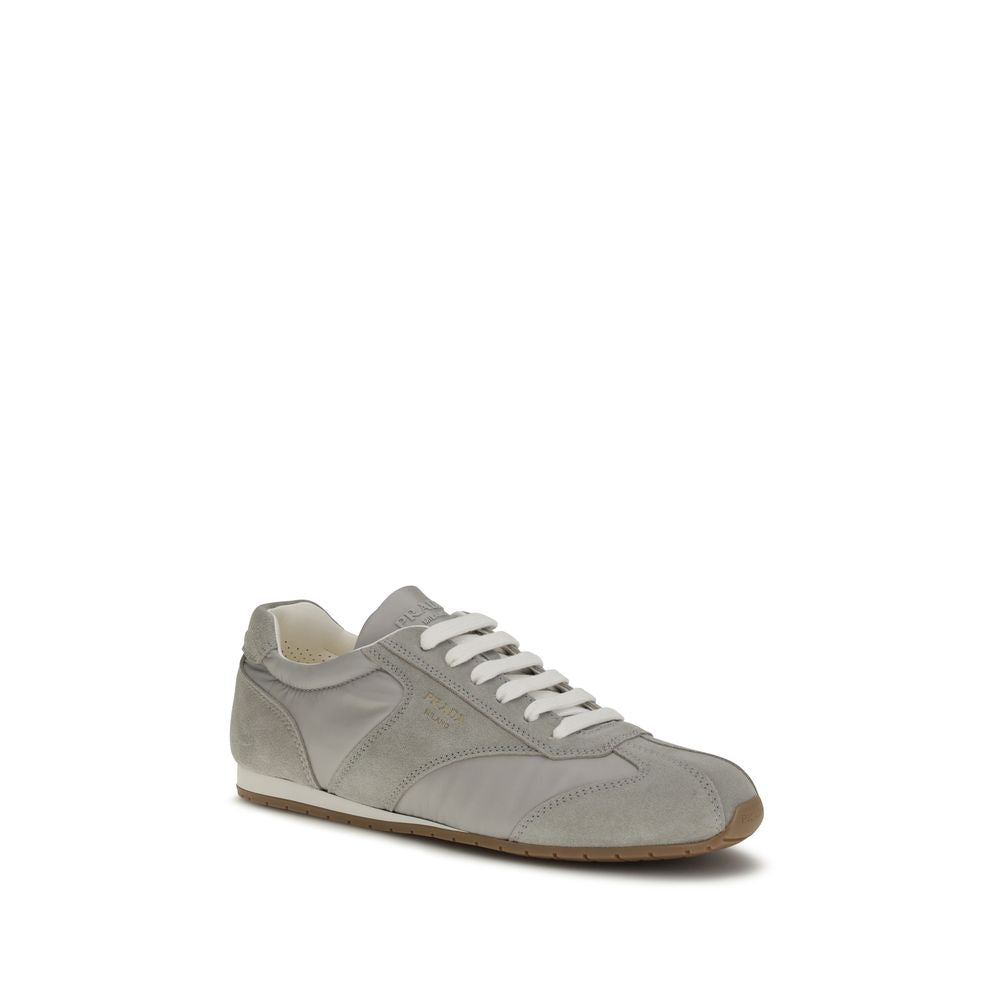 Prada Suede Leather Low Top Sneakers - Gray/Grey