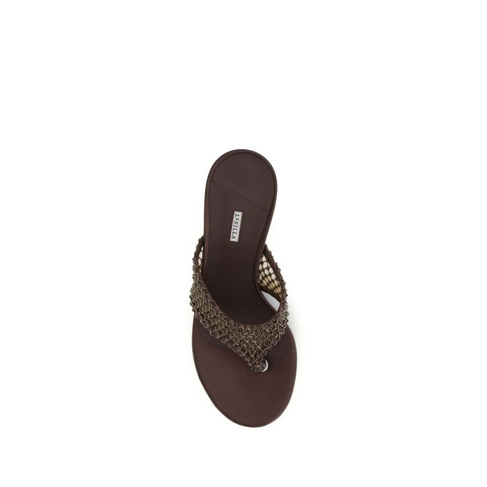 LE SILLA Gilda Crystal Embellished Stiletto Heel Sandals - Brown