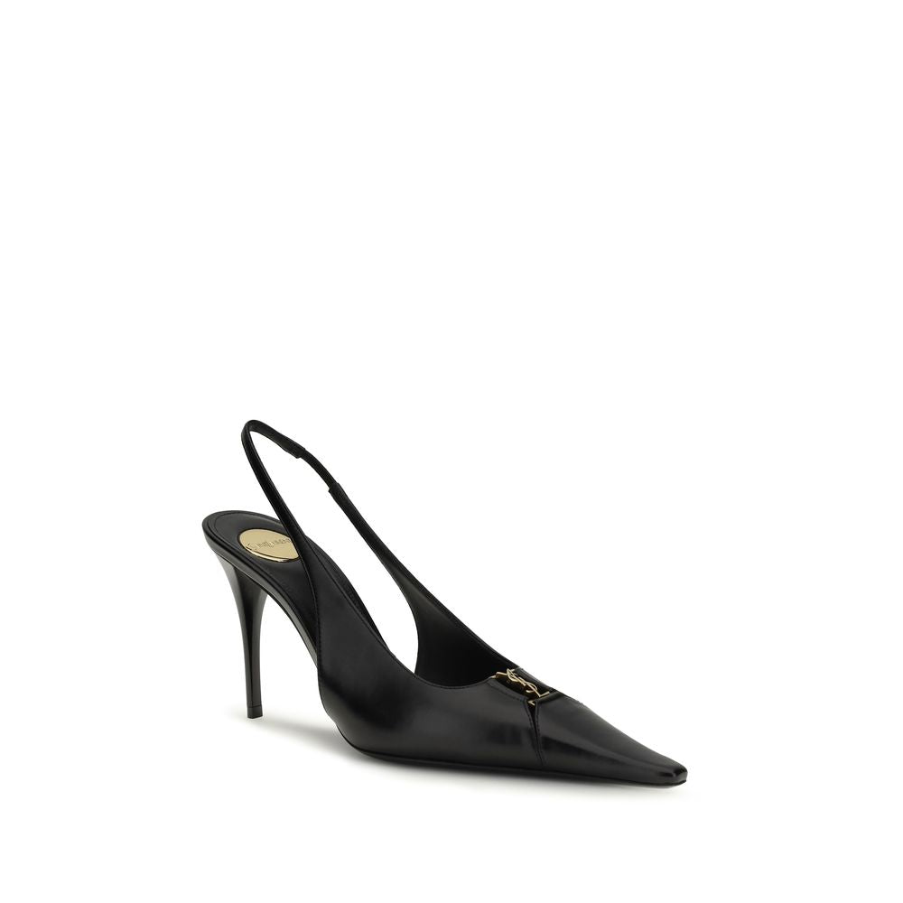 Saint Laurent Babylone High Heel Slingback Pumps - Black