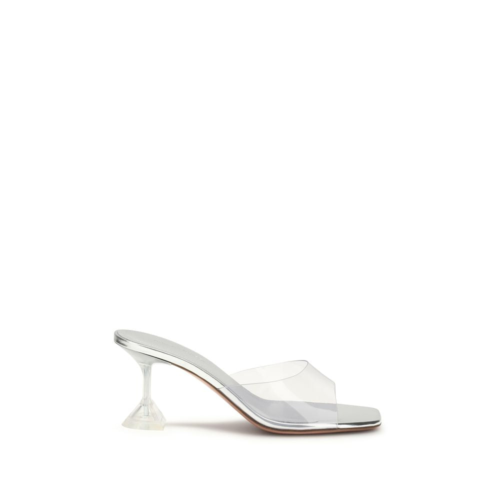 Amina Muaddi Lupita Glass Mule Sandals - Silver