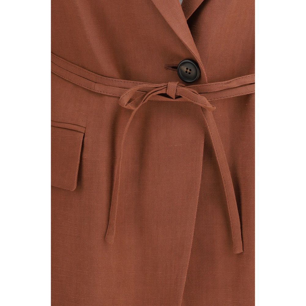 Brunello Cucinelli Linen-Blend Blazer - Rust