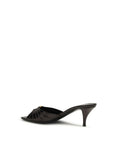 Saint Laurent Cassandre Peep Toe Sandal Mules - Black